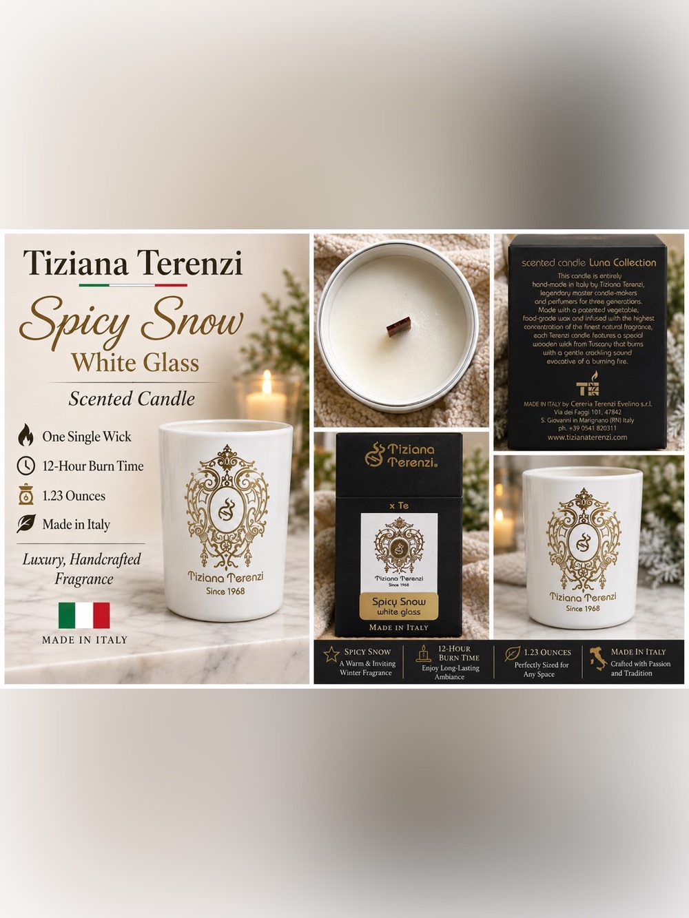 Spicy Snow White Glass Scented Candle